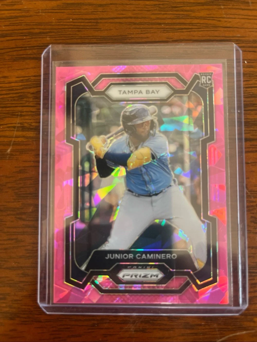 Panini Prizm Junior Caminero Tampa Bay Pink Prism Card 291
